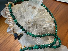 Malachit Kette Halskette Collier Schmetterling Halsschmuck
