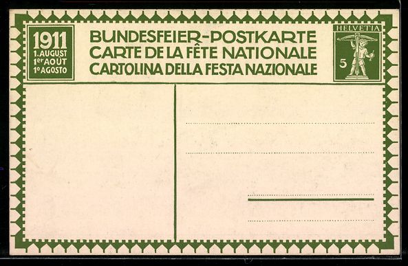 Cartoline postali: Schweizer Bundesfeier 1911, Schlachtszen – Usato da Berlin venduto da bartko-reher 1