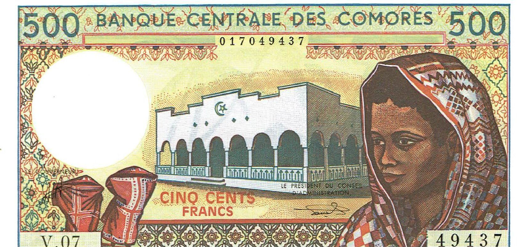 Banknoten: Comoren 500 Francs 1994 ND P-10b UNZ – Neu (gemäss Beschreibung) aus Steffisburg von ber_8htf