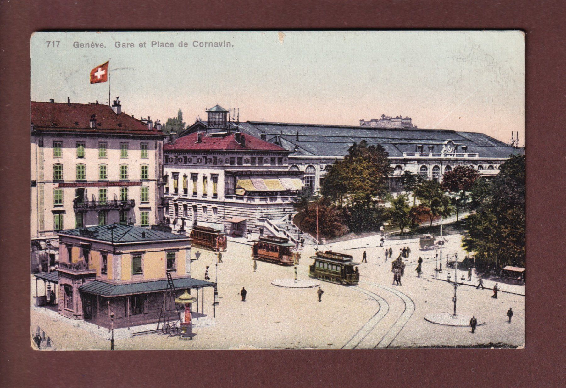Cartoline postali: GENEVE - Gare et Place Cornavin - 1910 – Usato da Pully venduto da nicecards