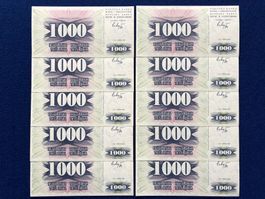 Bosnien und Herzegowina 1992 - 10x1000 Dinara UNC