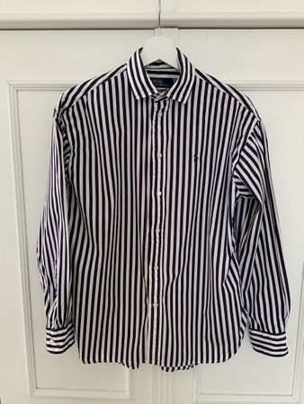 Damen Hemd Polo Ralph Lauren gestreift Plum/weiss Gr M