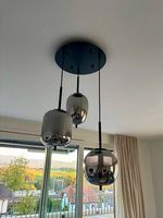 2 magnifiques suspensions design fumées et chromées