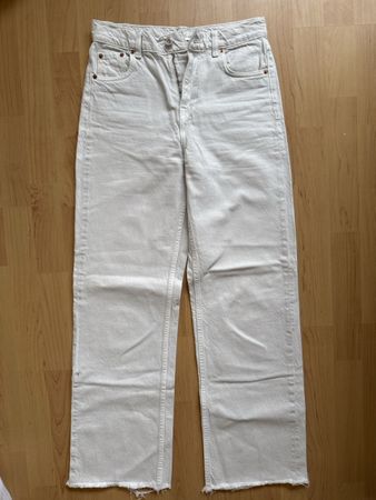 Zara Jeans The 90s Full Length grau - weiss 