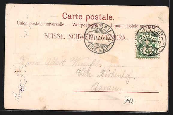 Cartes postales: Litho Aarau, Zschkke-Denkmal, Ortsansich – D'occasion à Berlin par bartko-reher 1