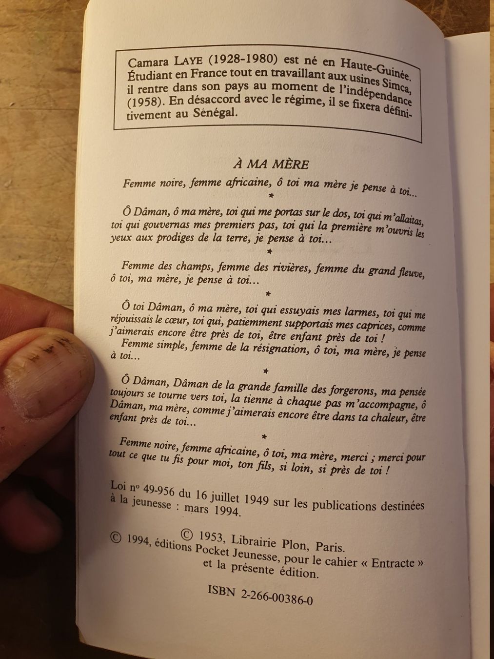 Libri: Lenfant noir - Camara Laye – Usato da Zürich venduto da loosebone 3