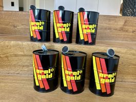 6 Stück Amstutz Orol Gold Mini-Öl-Fässli
