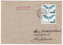 Lettre de Lausanne BPA A225 pour Schaffhausen le 26.VIII.38