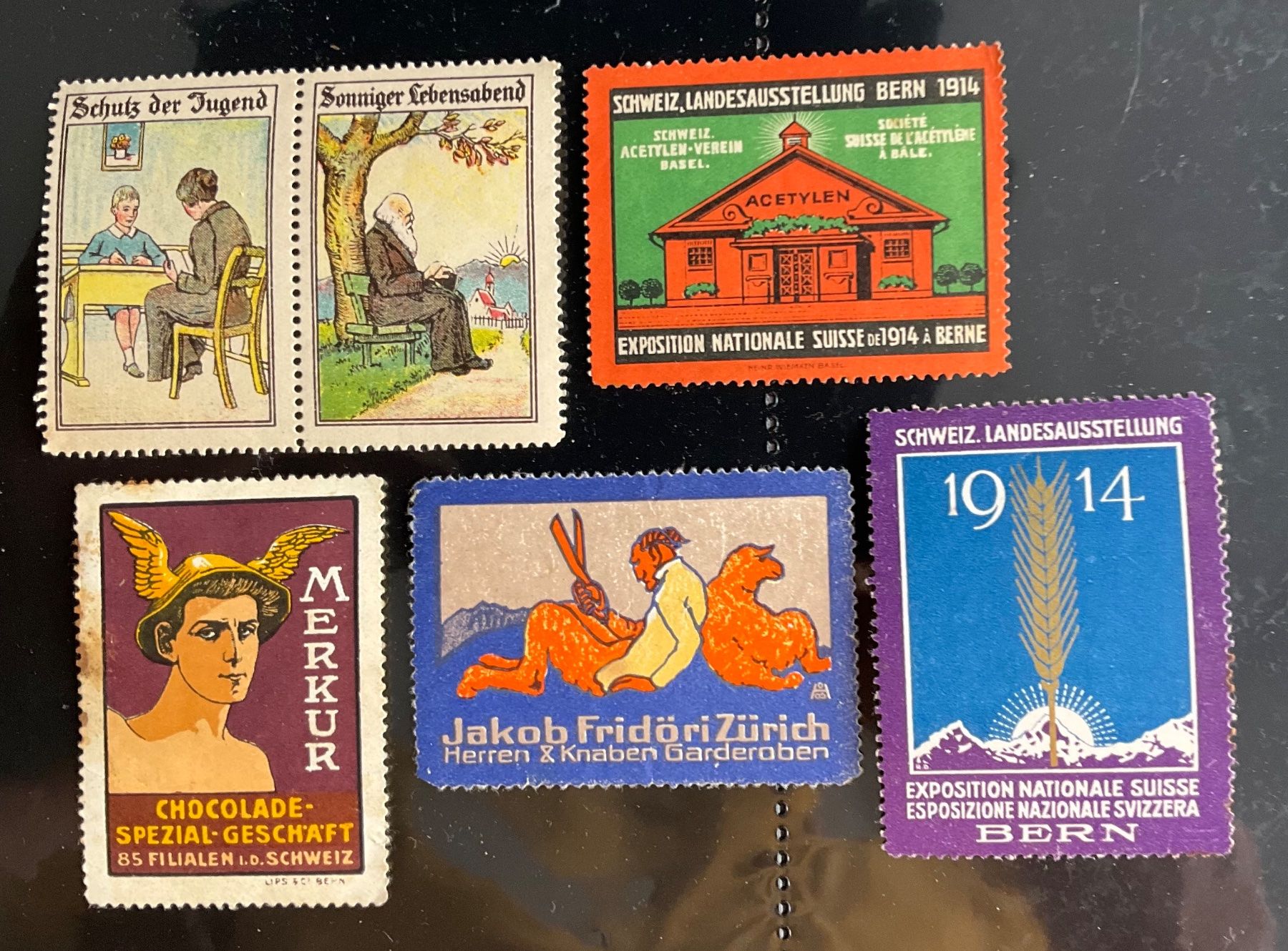 Alle Briefmarken: 6 alte, Marken-Werbe Vignetten ,Diverse – Gebraucht aus schlieren von Retton