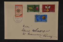 1954 316-319 FDC mit Adresse - deutsch