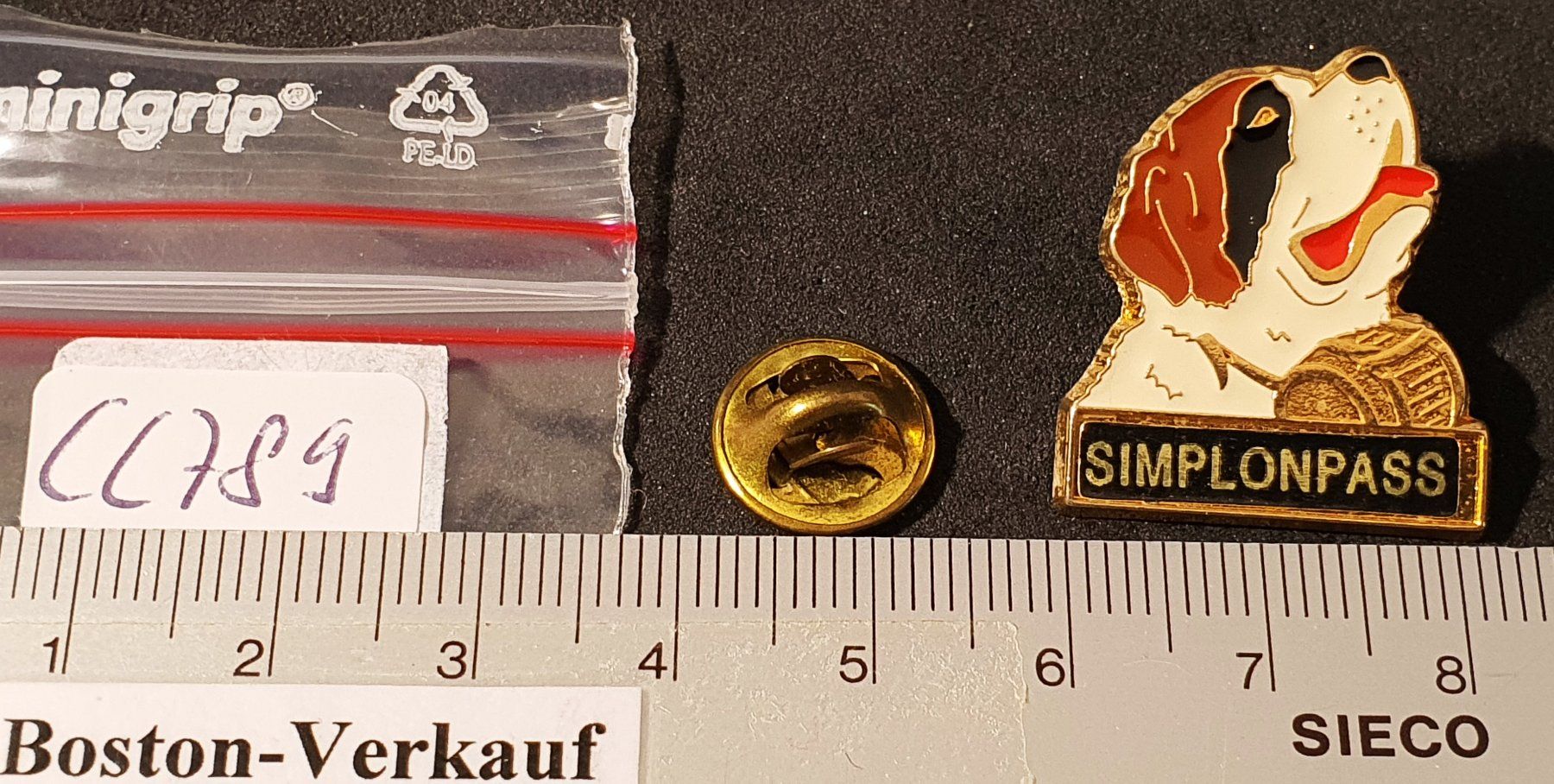 Placchette & Badge: CC789 - Pin Somplonpass Simplon Hund Bernhardiner – Usato da Reinach BL venduto da Boston-Verkauf 1