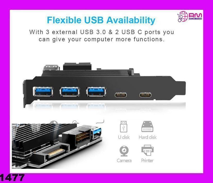 Hubs & Switches: USB 3.0 Typ c PCIE-Erweiterungskarte 5 – Neuf avec emballage d'origine à Unterägeri par RmOnline