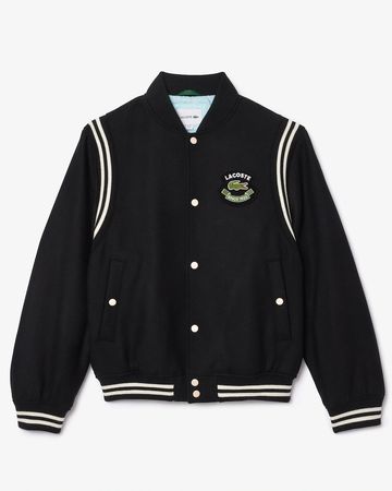 Veste style teddy Lacoste noir et blanc taille L 