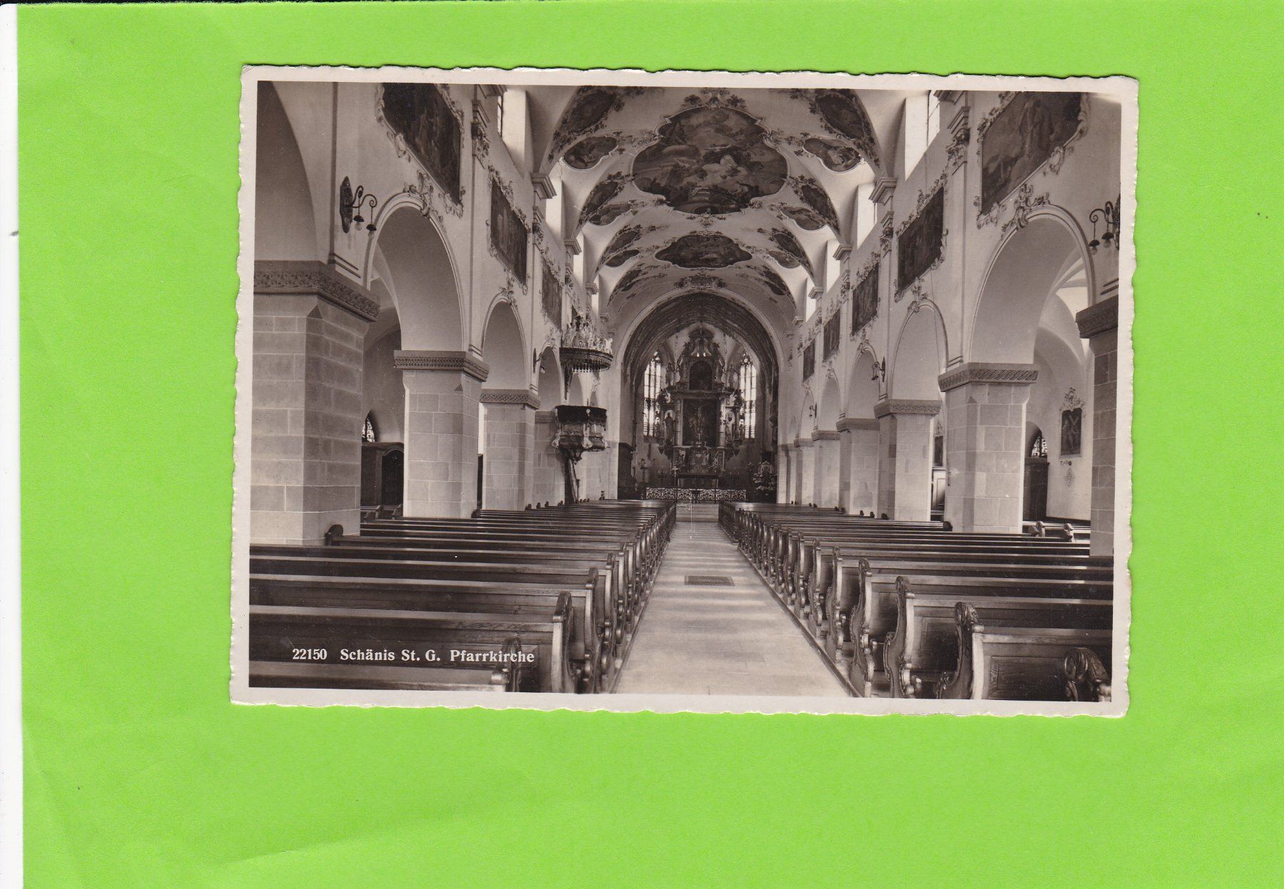 Cartoline postali: Schänis St. G. Pfarrkirche--Innenansicht – Usato da St. Peterzell venduto da neckertal