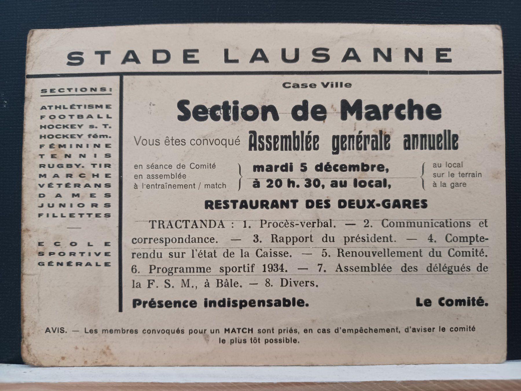 Tutti i francobolli: Stade Lausanne, 1933 – Usato da Aarau Rohr venduto da mgvw