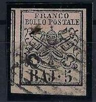 Italien 1852 Päpstliches Wappen 5 Bajochi gest.