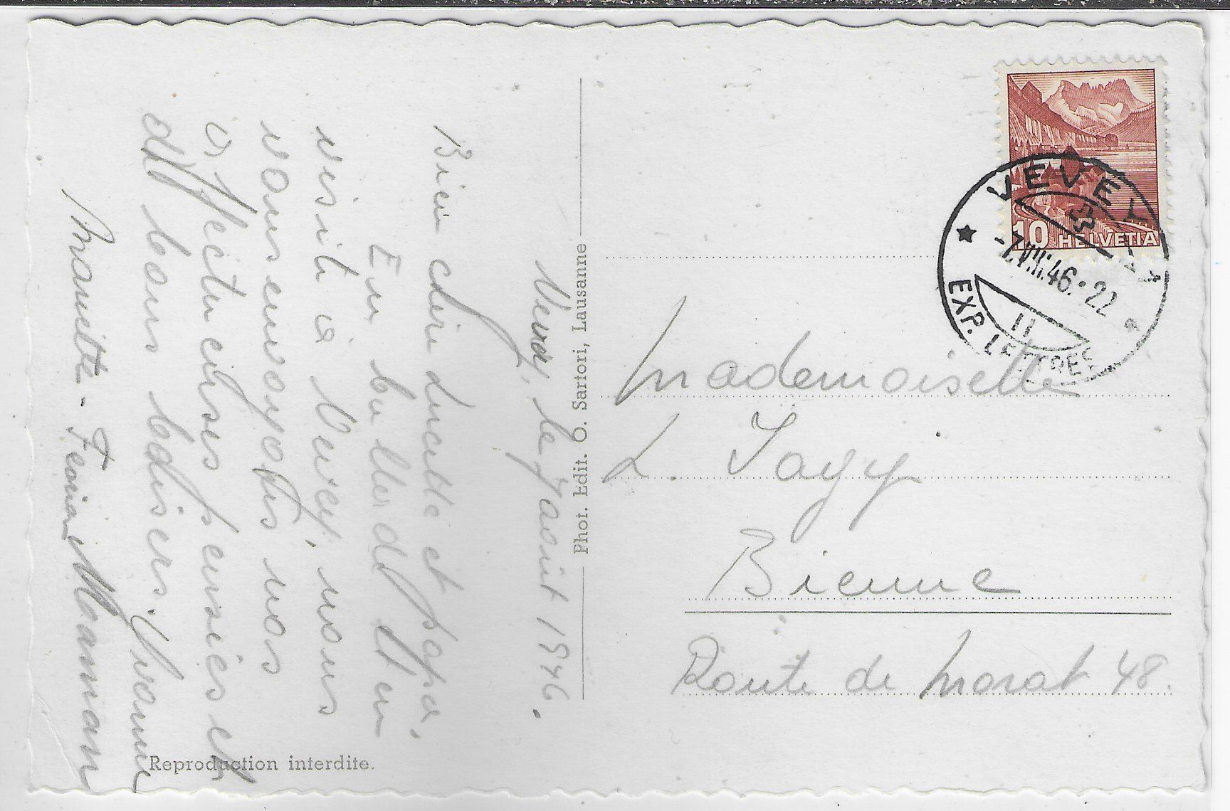 Cartoline postali: Vevey - Vue generale et les Alpes – Usato da Ettingen venduto da Kartenplanet 1