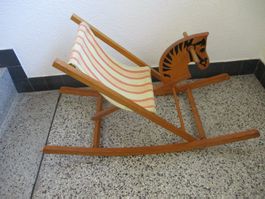 WISA GLORIA Vintage Schaukelpferd Sitz mit Stoffbezug
