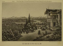 ZÜRICH UETLIBERG, UTO-KULM, STAHLSTICH VON DIKENMANN UM 1860