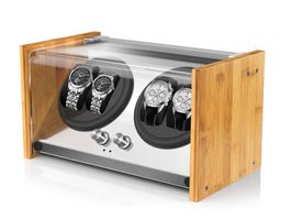 Uhrenbeweger für 4 Uhren, Bambus, Metall Auto Uhrenvitrine