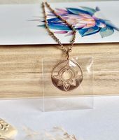 Collier neuf, lotus, en acier inoxydable doré à l’or rose
