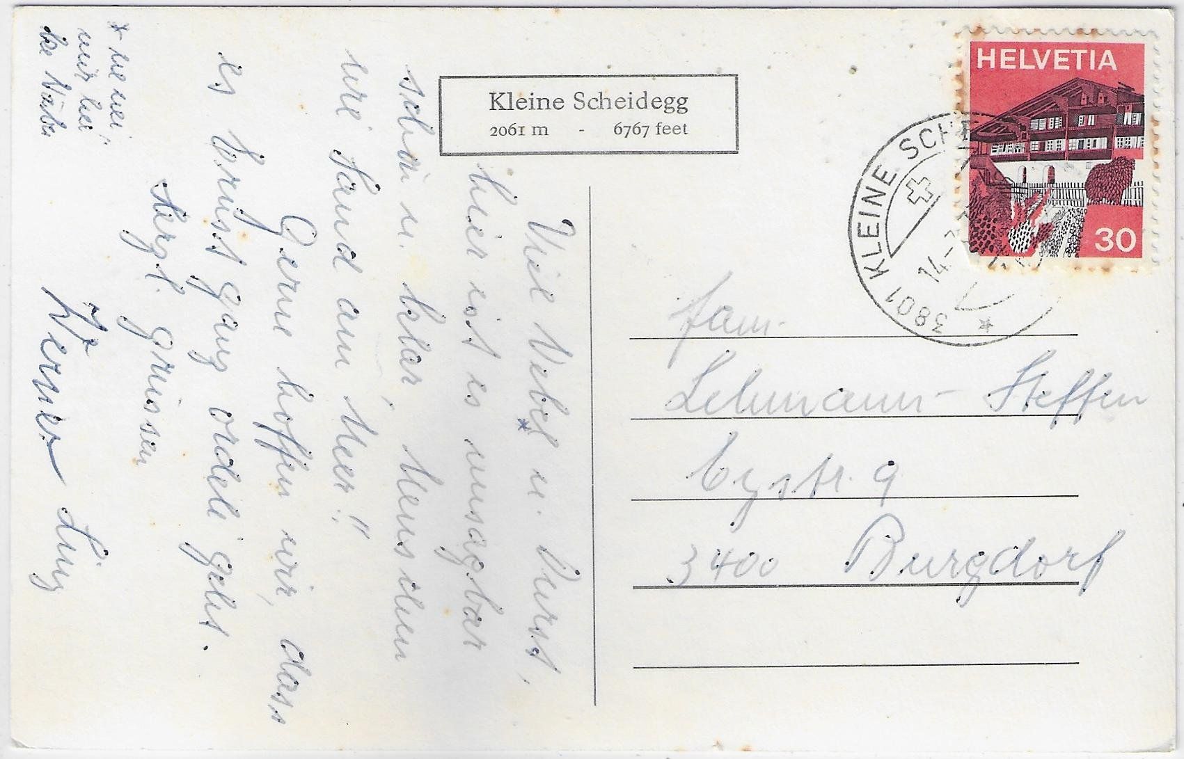 Cartoline postali: Kleine Scheidegg mit Mönch - Hotel im Winter – Usato da Ettingen venduto da Kartenplanet 1