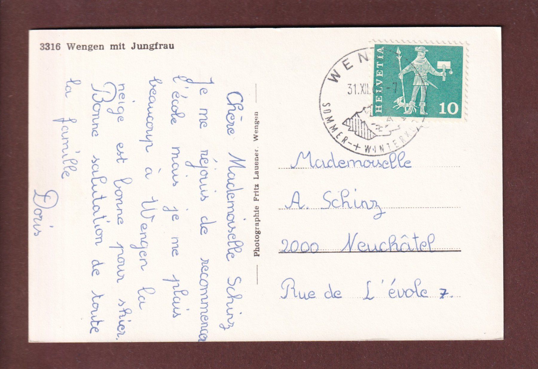 Cartoline postali: WENGEN - Jungfrau - 1966 – Usato da Pully venduto da nicecards 1