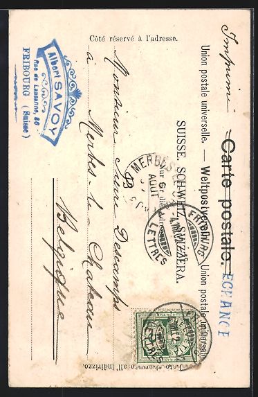 Cartoline postali: AK Fribourg, Cattedrale, 1902 – Usato da Berlin venduto da bartko-reher 1