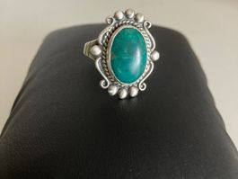 Bague vintage en argent avec turquoise véritable Taille 55