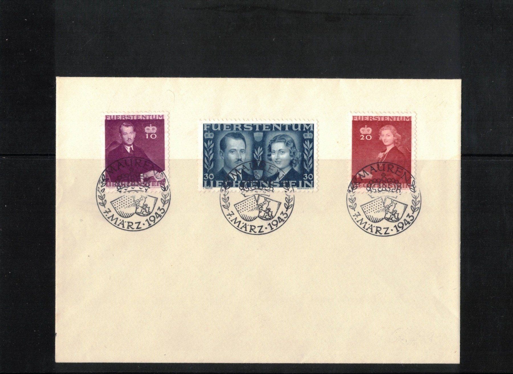 Tutti i francobolli: 1943 Brief Liechtenstein Blanco – Usato da Rheinau venduto da loxis