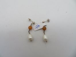 925 Silber Ohrhänger mit echten Perlen & Naturstein