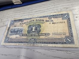 Banknote Barclays Bank D.C.O. One Pound 1954