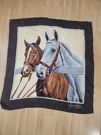 Foulard  soie Jacques Esterel motif chevaux 
