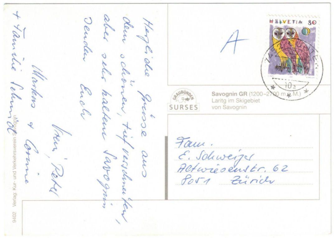 Cartoline postali: Savognin - Skilift Laritg – Usato da Binningen venduto da Mountainrider 1