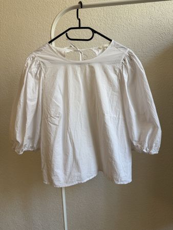 Top blanc manches bouffantes H&M, t.38/M