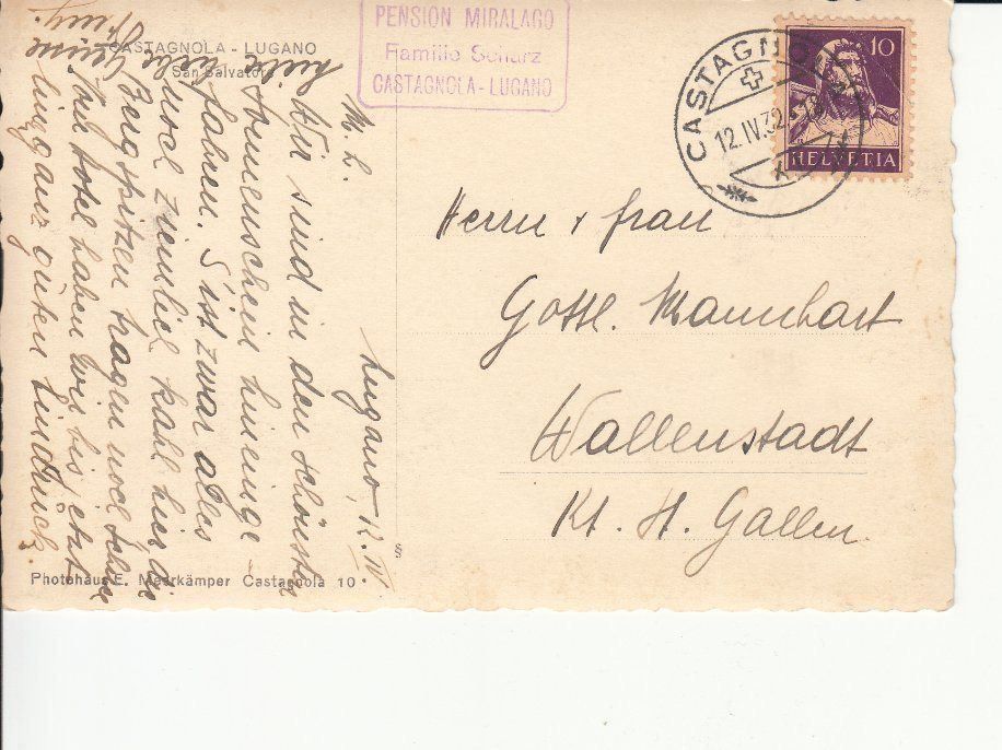 Cartoline postali: Castagnola 1932 – Usato da Bürglen TG venduto da StampGraf 1