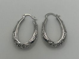 Boucles d’Oreilles Créoles Ovales en Argent 925