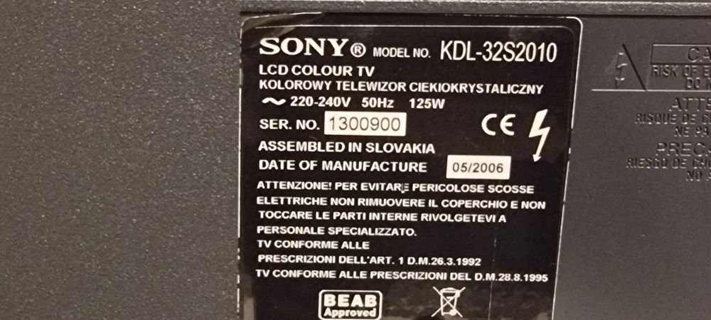 SLLEA 6ft AC Power Cord Cable For Sony TV KDL-23S2010 KDL-32S20L KDL-32S20L1