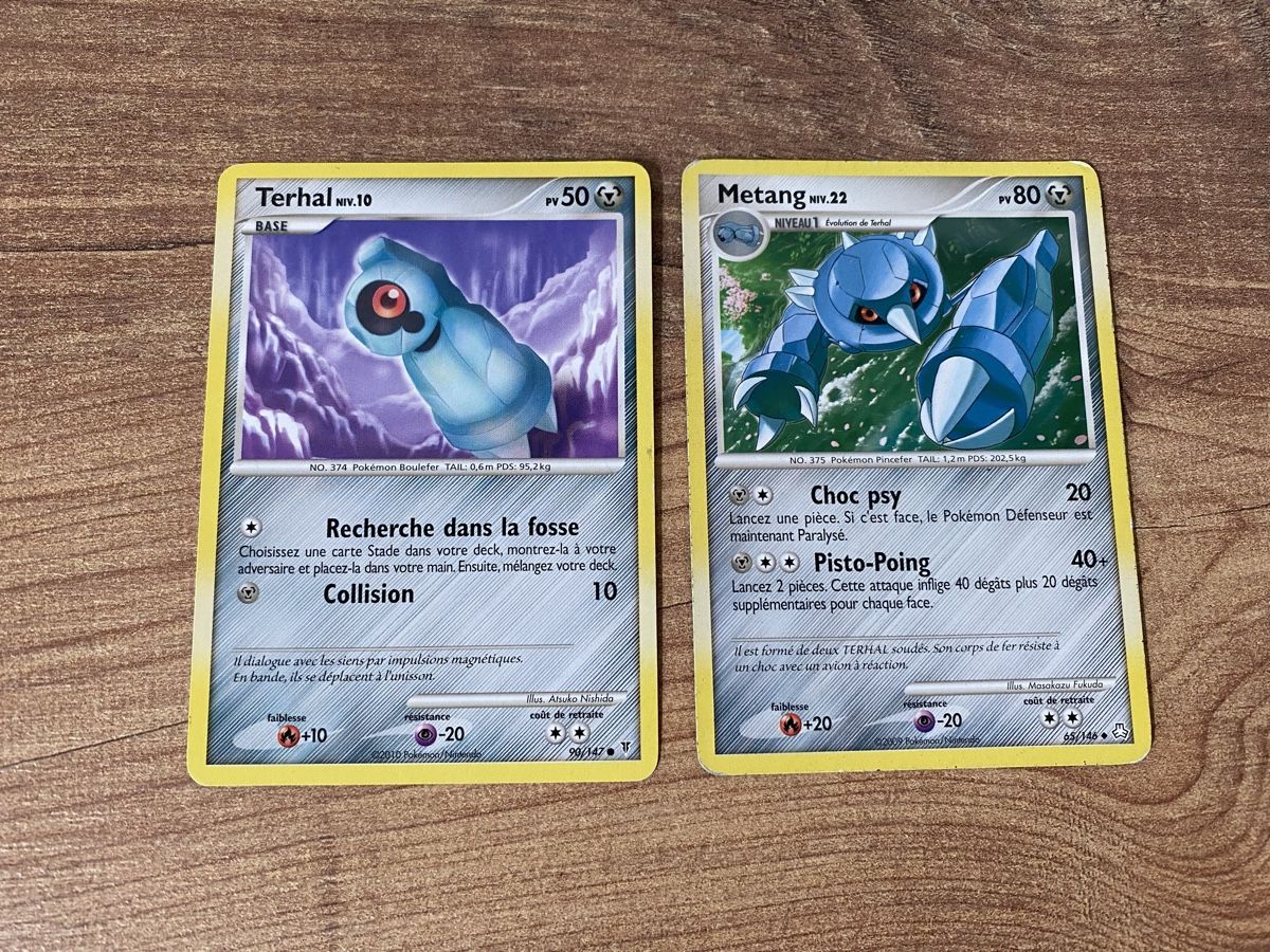 Pokémon Cartes à collectionner: 2 cartes Pokémon Terhal et Metang  – D'occasion à Rossemaison par Carduelis