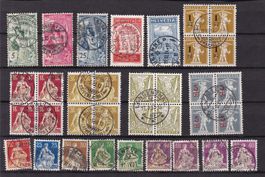 Biefmarken Lot "Altschweiz" mit Viererblocks