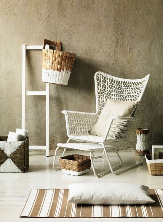 Sedia Poltrona Hogsten Ikea IKEA Sessel Högsten, Rattan, Weiss
