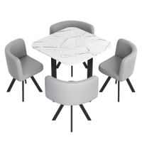 Essgruppe grau/weiss