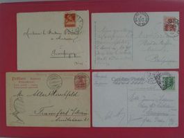 1904-1933, VIER CH-Karten mit Auslandstempeln, günstig