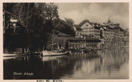 Originale Vintage Ansichtskarte Zuerich Schiffe Fluss 1931