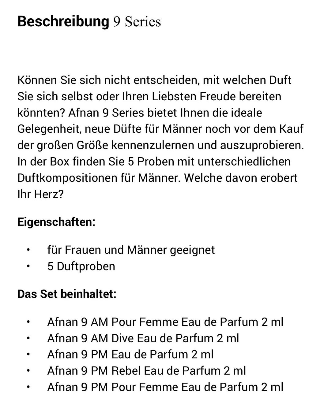 Parfum & Eau de Toilette: Afnan -9pm - discovery Set 5x 5ml – Gebraucht aus Luzern von eli_5xnv 8
