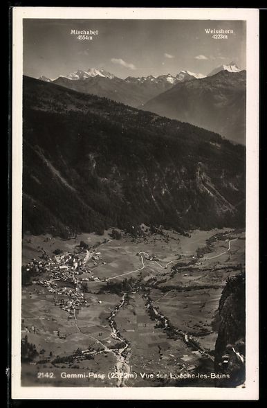 Cartoline postali: Loeche-les-Bains, Blick auf den Ort vom  – Usato da Berlin venduto da bartko-reher