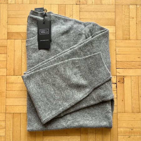 Pull homme 100% cachemire gris chiné – Taille L – Neuf