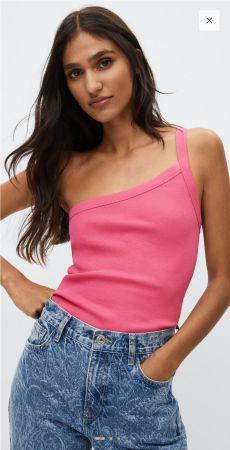 Mango Pinkes One-Shoulder Tanktop Gr. M