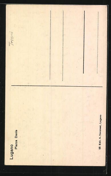 Cartoline postali: AK Lugano, Piazza Dante – Usato da Berlin venduto da bartko-reher 1