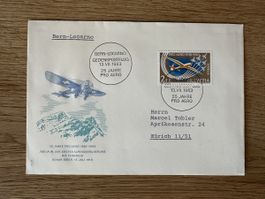 Schweiz - 1963 Gedenkpostlug Bern-Locarno FDC